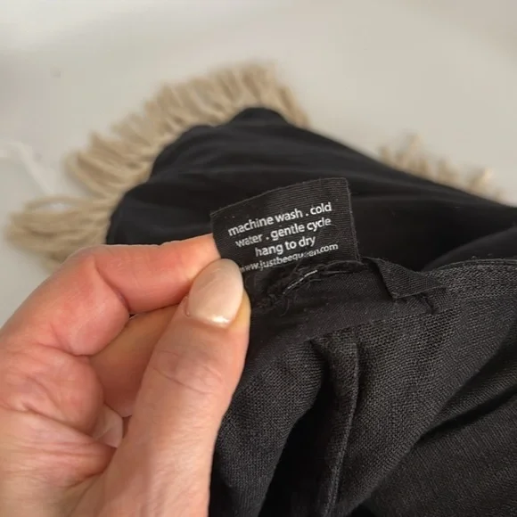 JBQ Just Be Queen Mallorca Linen Fringe Trim Skirt in Black Size Large - Picture 11 of 11
